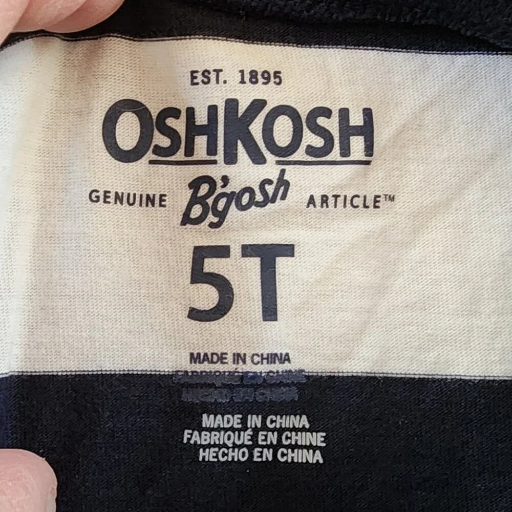 OshKosh B'gosh Toddler Cream/Navy Striped Henley Size 5T